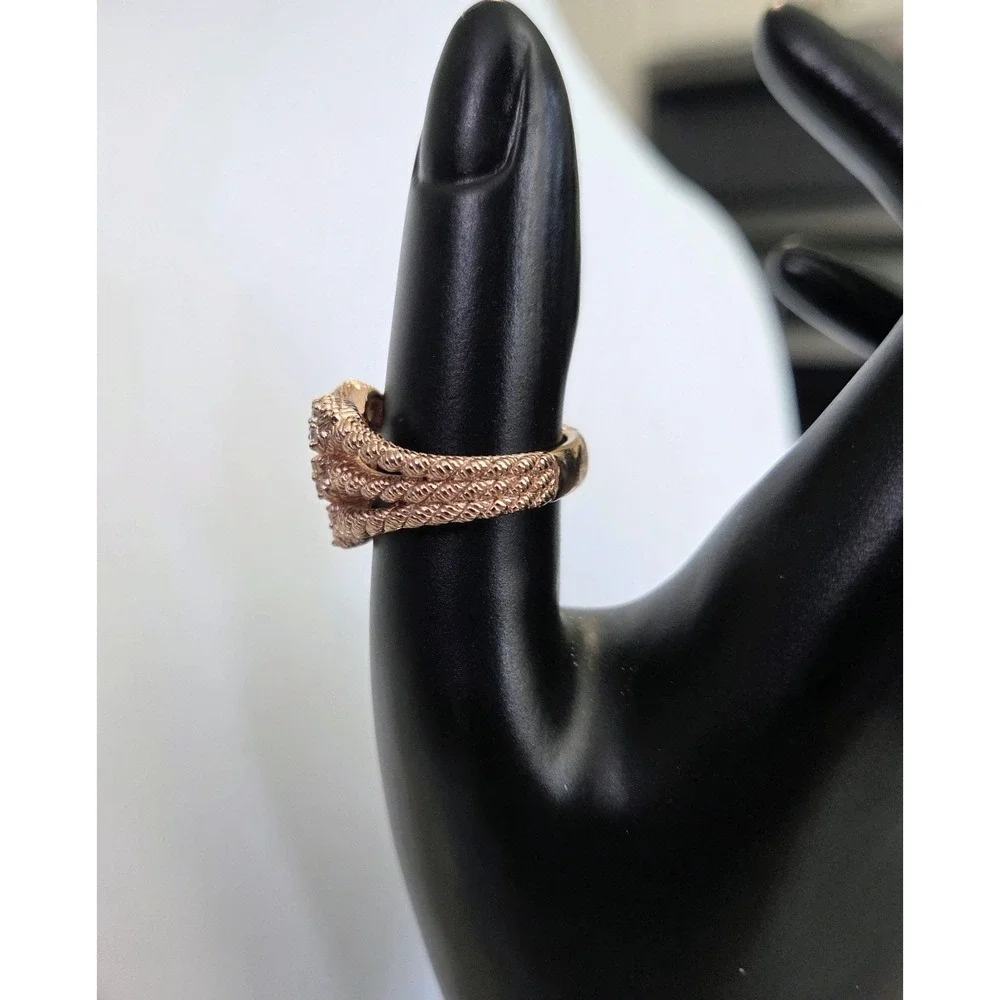 Judith Ripka Sterling Silver 925 Rose Gold Vermeil CZ‎ Heart 3 Band Ring Sz 7.75